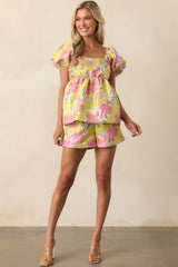 Bloom With Grace Light Pink Floral Jacquard Peplum Top