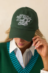 Anti-Social Book Club Member Hunter Green Cotton Baseball Cap