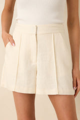Boardwalk Executive Ivory Linen Blend Tailored Shorts