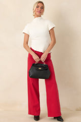 Balanced Perspective Ivory Ribbed Cotton Asymmetrical Top
