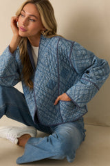 All You Do Light Blue Quilted Jacket