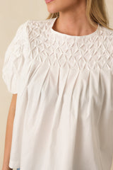 Basic Luxuries White Cotton Short Sleeve Top