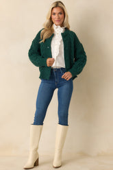 A Look That Lasts Forest Green Cable Knit Button Up Cardigan