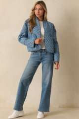 All You Do Light Blue Quilted Jacket