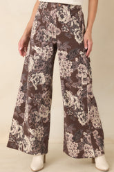 A Change of Scenery Brown & Ivory Floral Cotton Wide Leg Pants