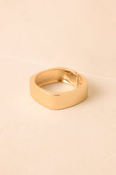 At Square One Gold Textured Hinged Cuff Bracelet