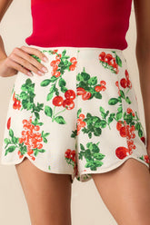 A Little Bit Of This Ivory Tomato Vine Print Shorts