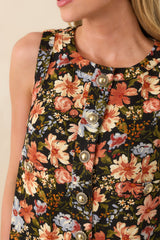 All This Time Light Rust Multi Floral Print Cotton Mini Shift Dress