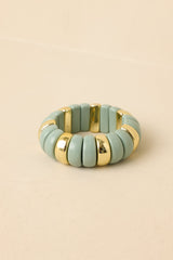 A Hint of Glow Mint Green & Gold Beaded Statement Bracelet