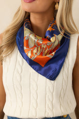Above And Beyond Orange Multi Print Satin Scarf