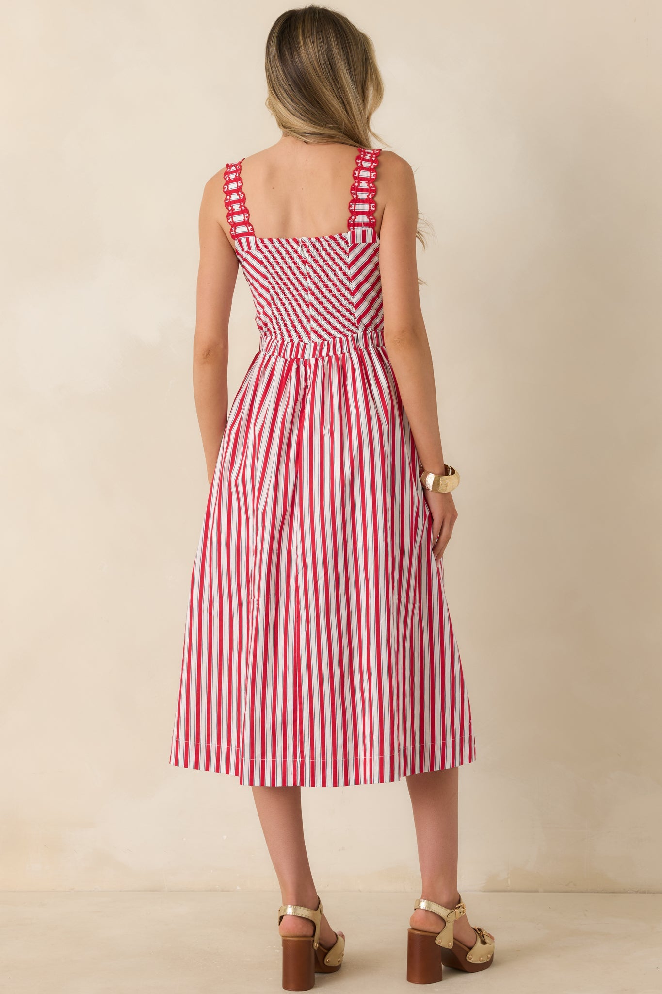 Baby, You're a Firework Red Multi Stripe Cotton Midi Dress