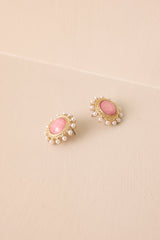 Around The World Pink & Gold Textured Earrings