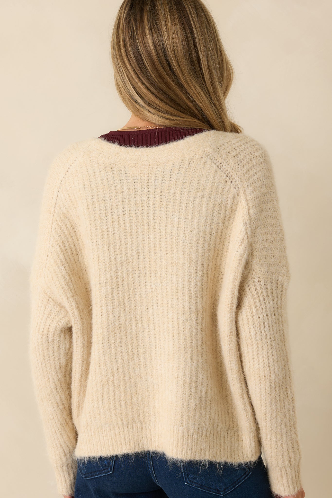 Always The Answer Ivory Ribbed Knit Button Up Cardigan