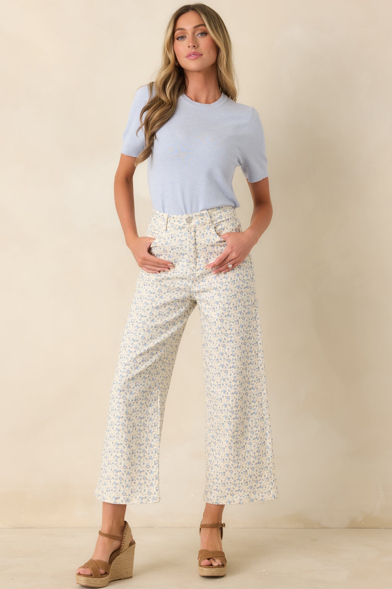 Always A Favorite Sky Blue Short Sleeve Knit Top