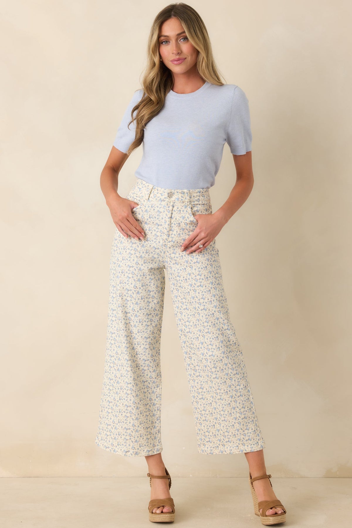Always A Favorite Sky Blue Short Sleeve Knit Top