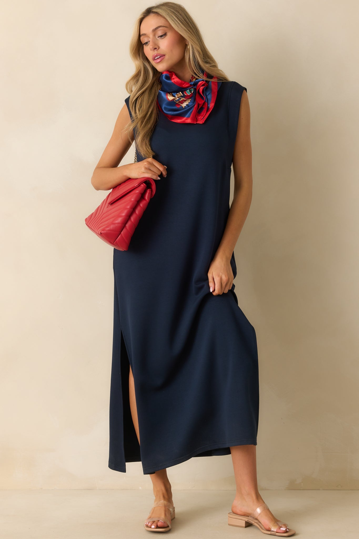 Between Now And Then Navy Cotton Sleeveless Maxi Dress