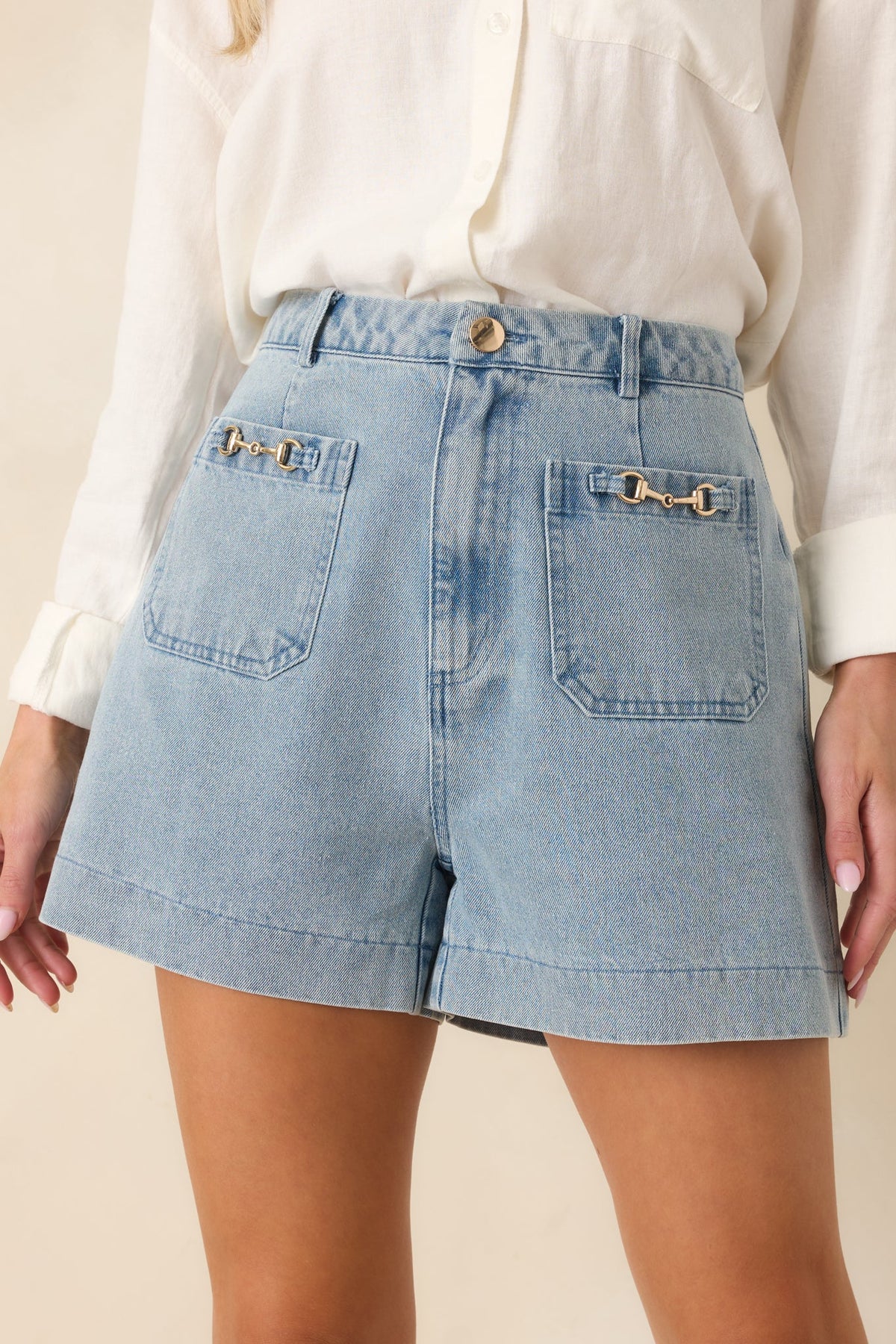 Bit of Charm Light Wash Denim Shorts