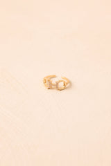 A Winning Detail Gold Crystal Horsebit Ring