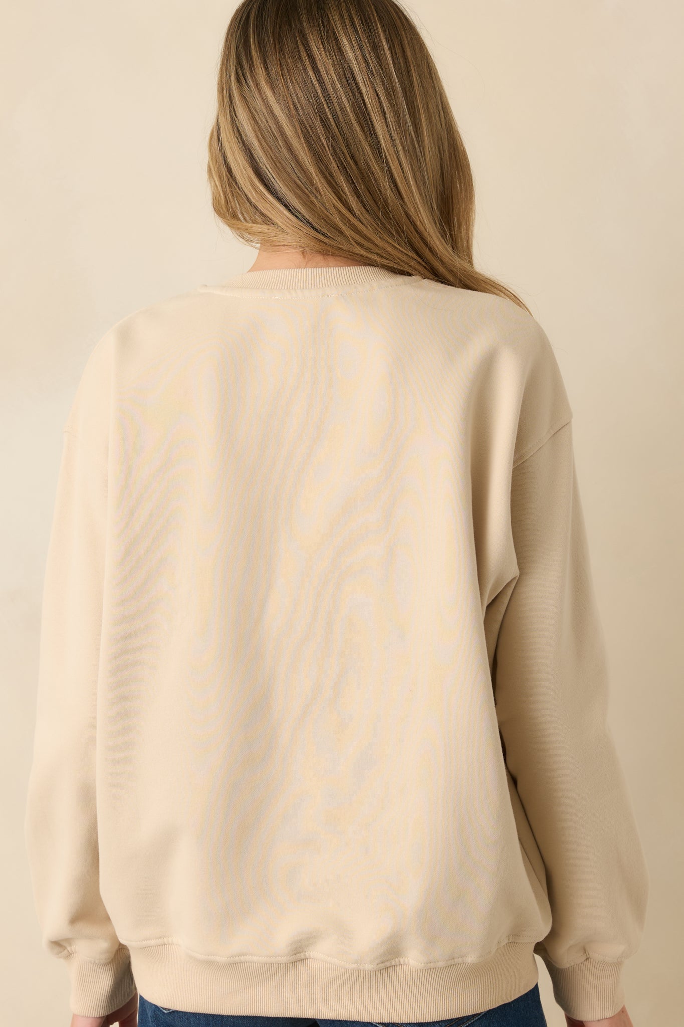 Baking Spirits Bright Light Beige Embroidered Crewneck Sweatshirt