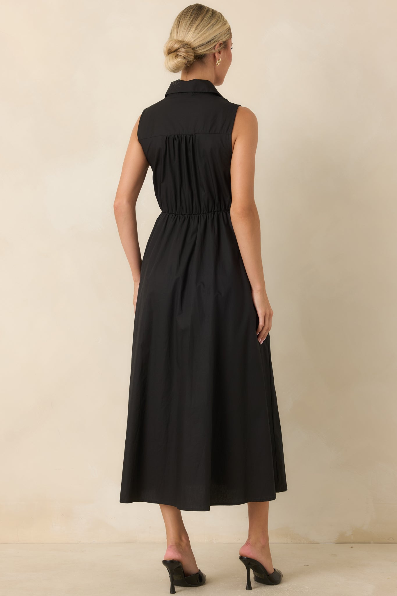 A Beautiful Balance Black Cotton Wrap-Front Midi Dress