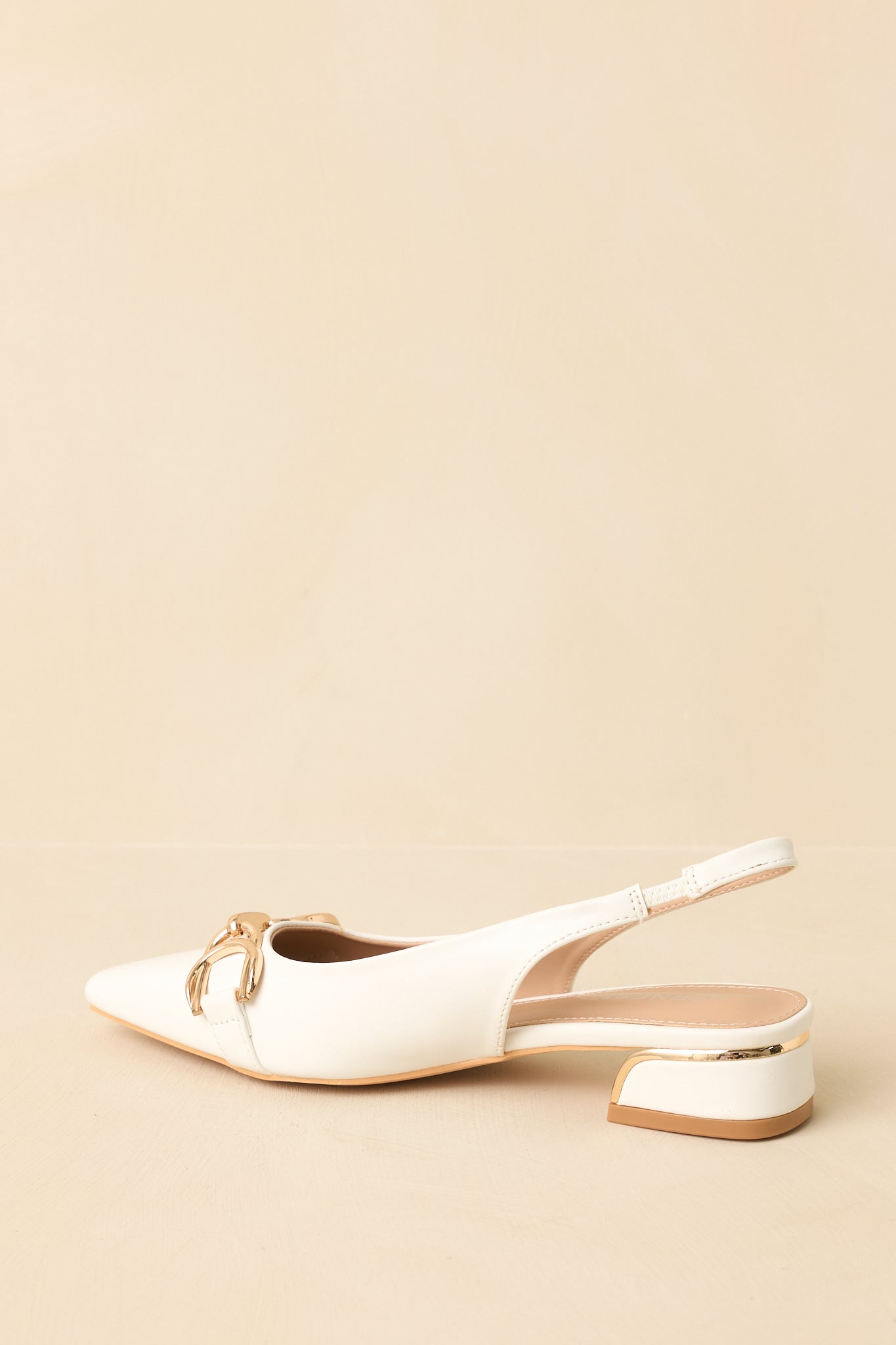 Always Everything White Pointed Toe Slingback Low Block Heels