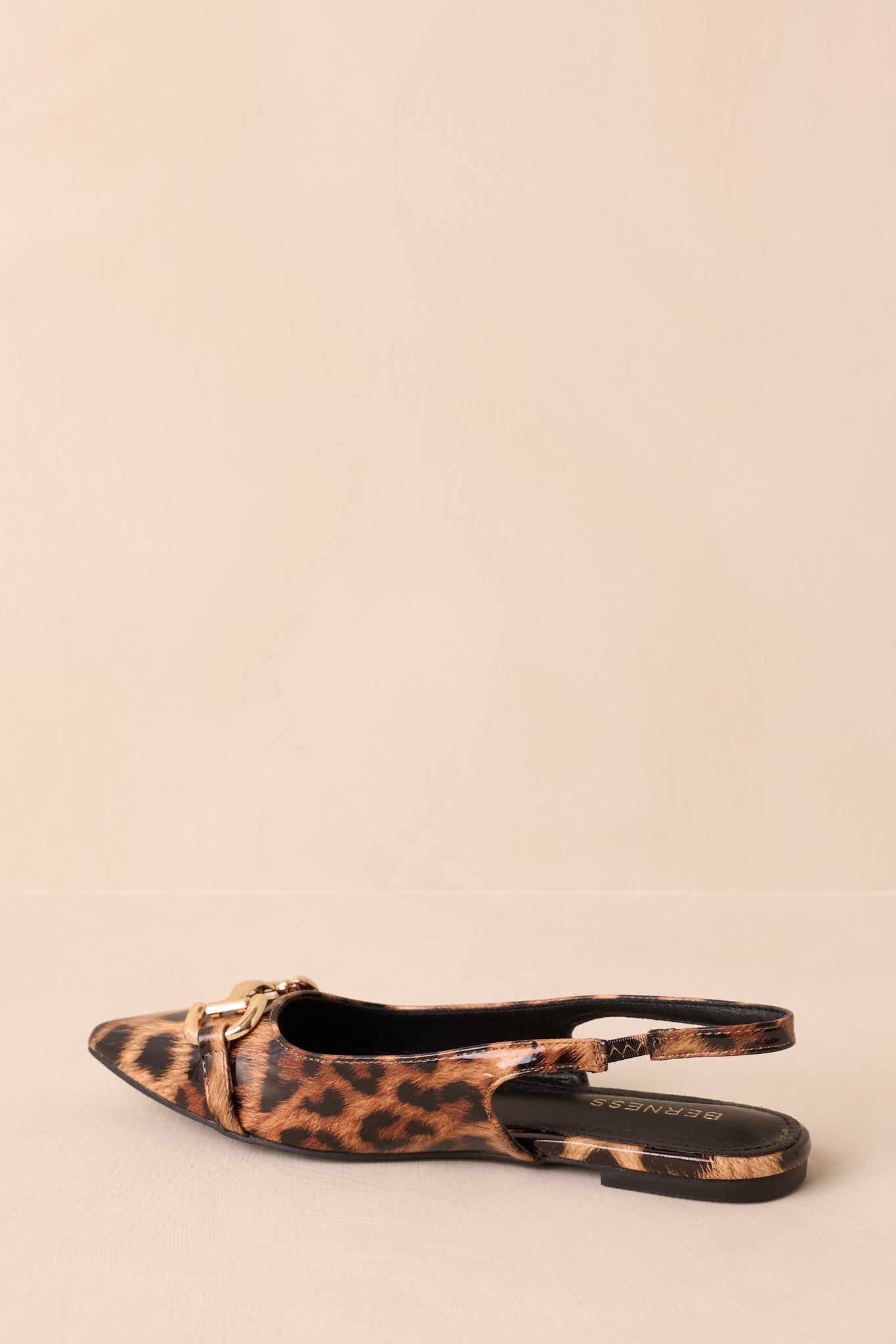 As It Stands Leopard Print Patent Pointed Toe Slingback Flats