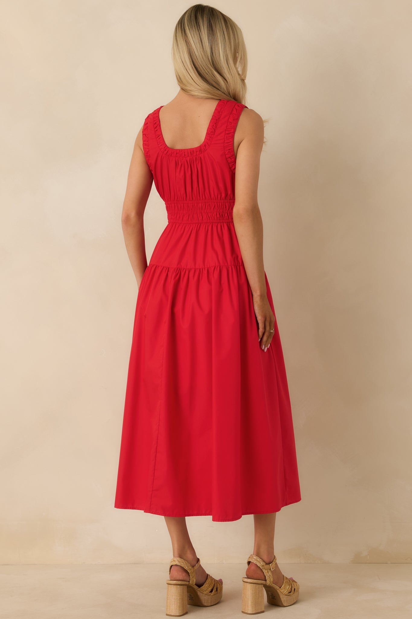 Better Late Than Never Red Sleeveless Midi Dress