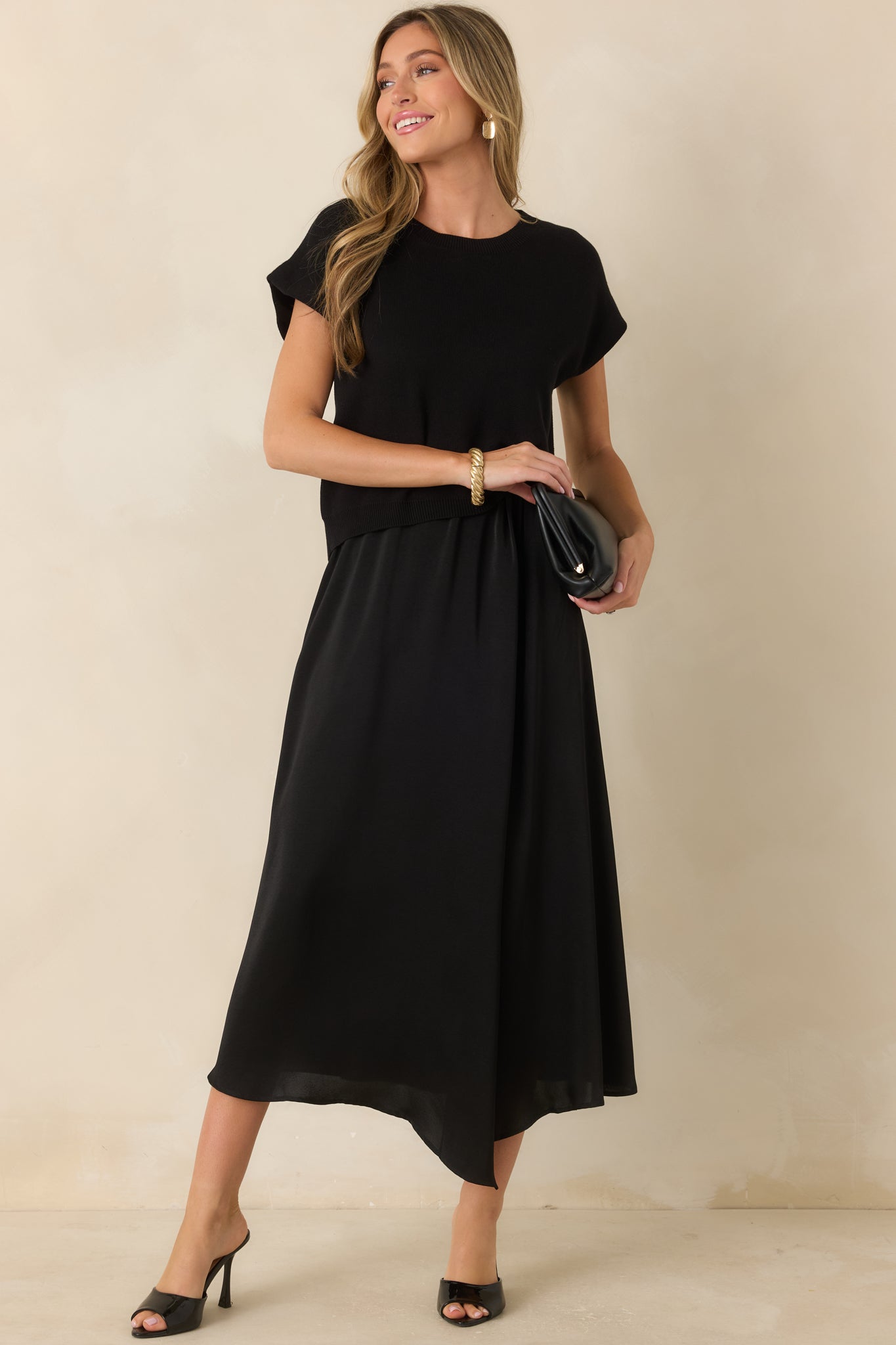 All Pulled Together Black Knit Sweater