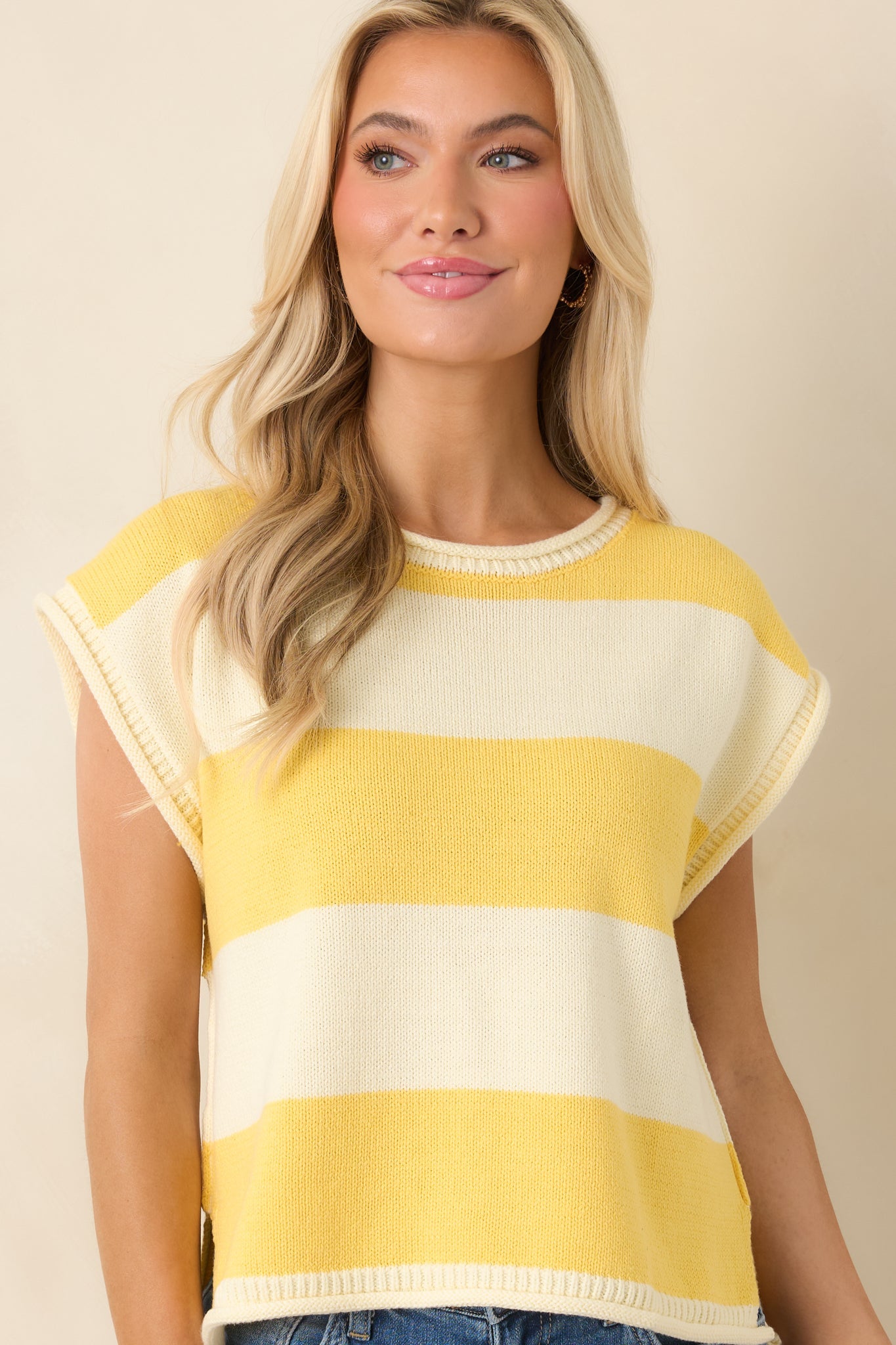 All In A Day Yellow & Ivory Stripe Knit Top