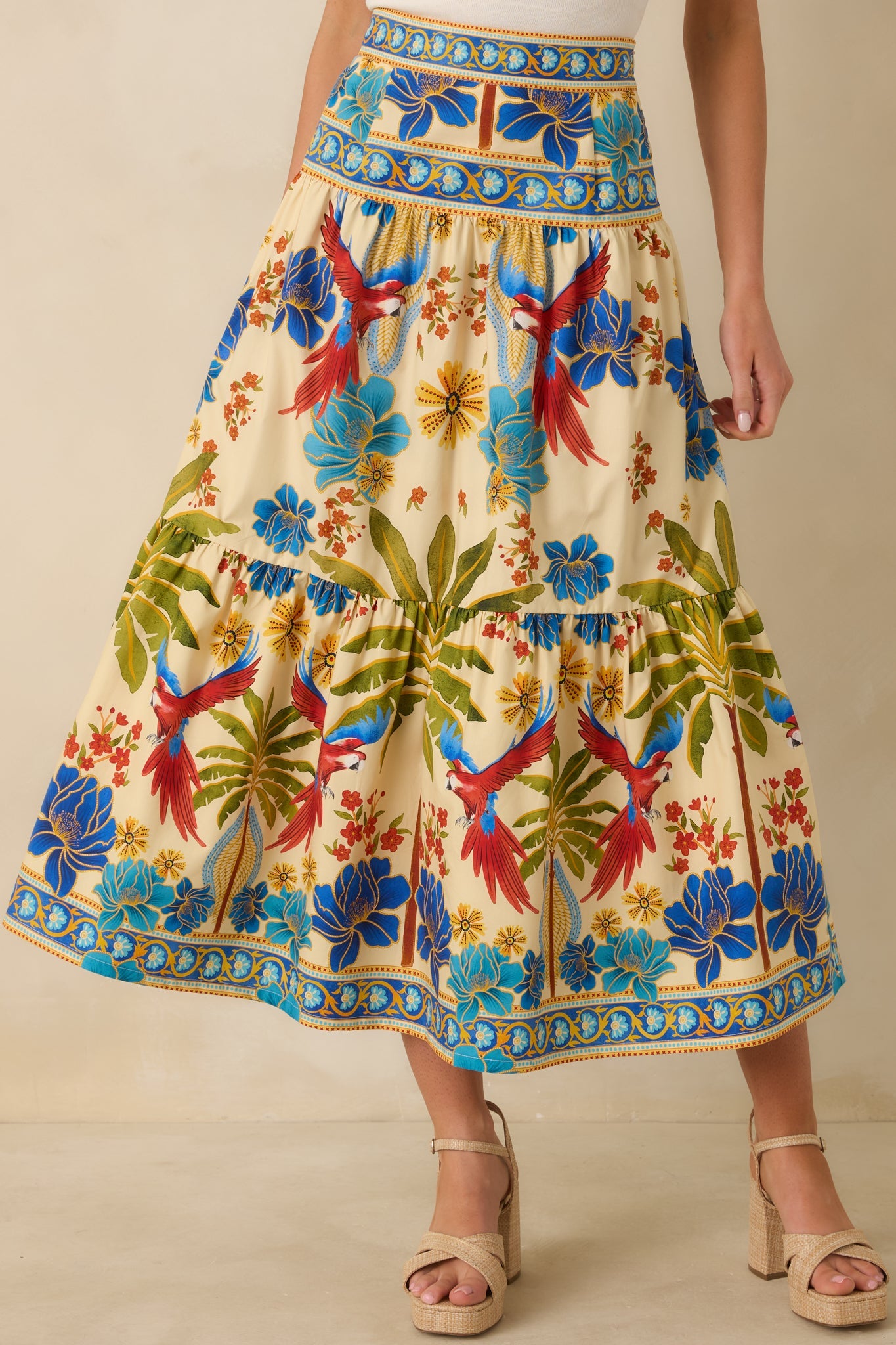 Aylaya Geneva Multi Cotton Tiered Maxi Skirt