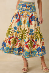 Aylaya Geneva Multi Cotton Tiered Maxi Skirt