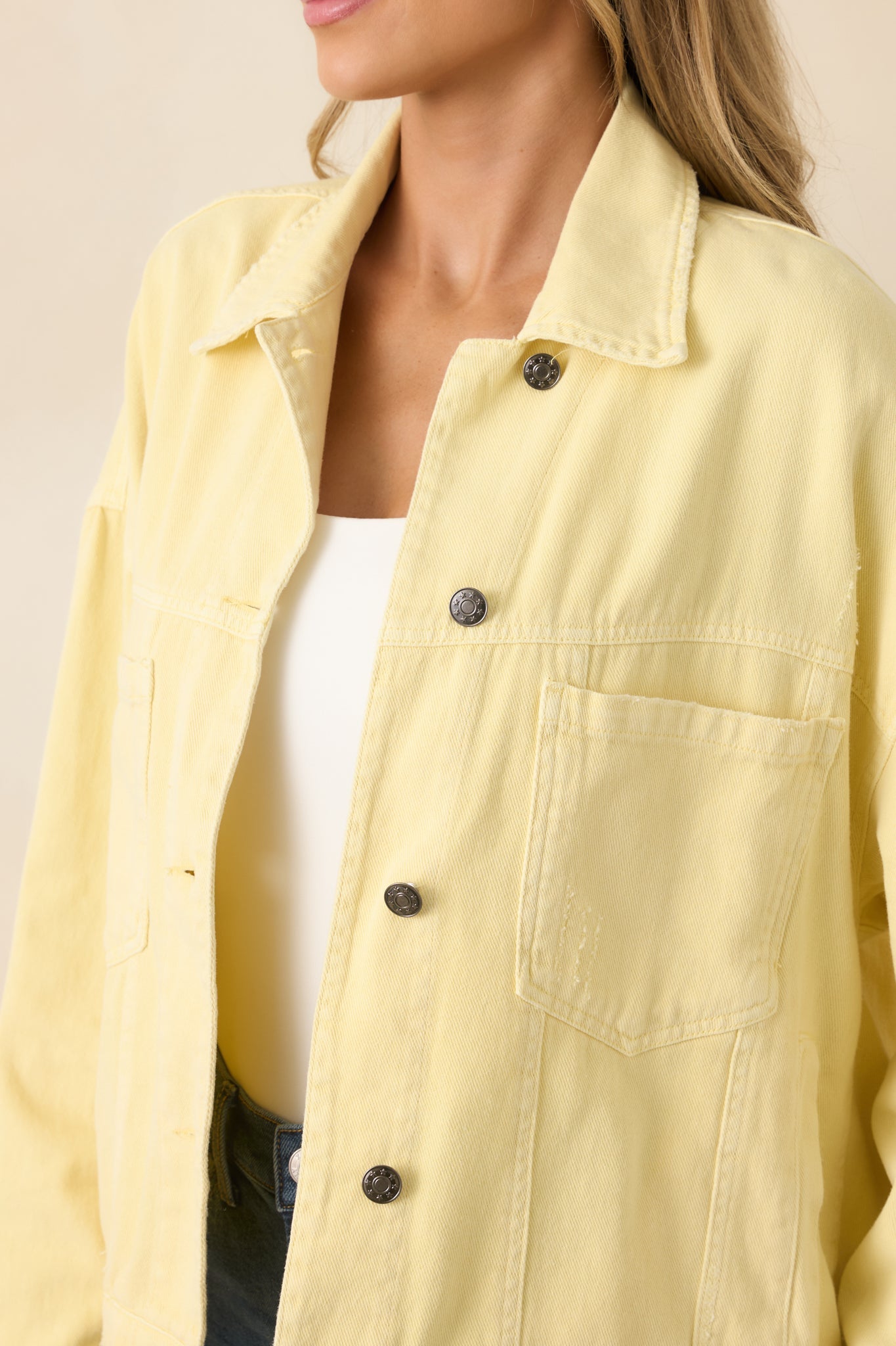 Anywhere You Go Butter Yellow Cotton Denim Jacket