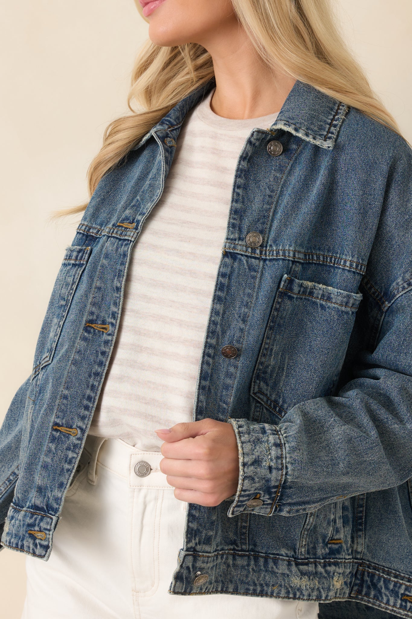 Anywhere You Go Medium Wash Cotton Denim Jacket