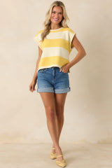 All In A Day Yellow & Ivory Stripe Knit Top