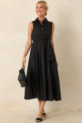 A Beautiful Balance Black Cotton Wrap-Front Midi Dress