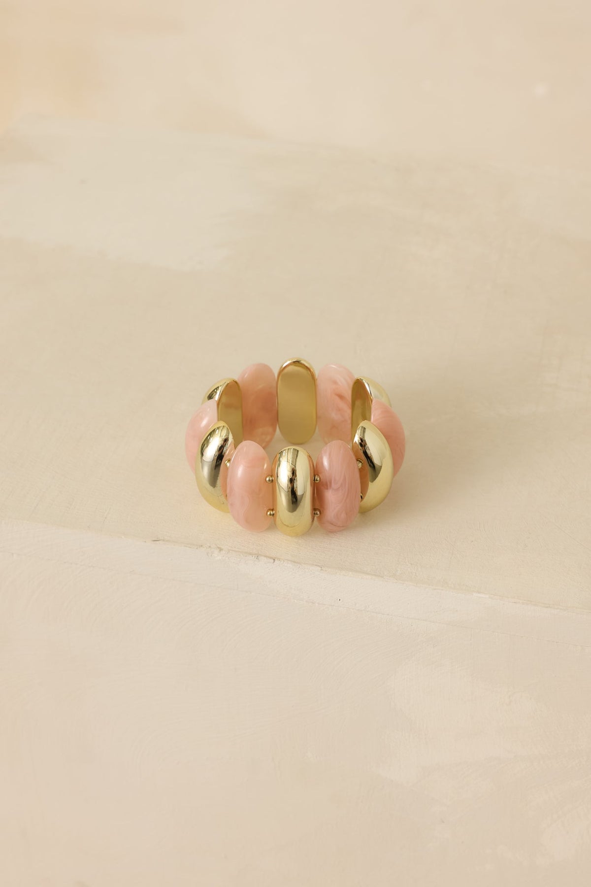 A Touch of Radiance Pink & Gold Beaded Statement Bracelet