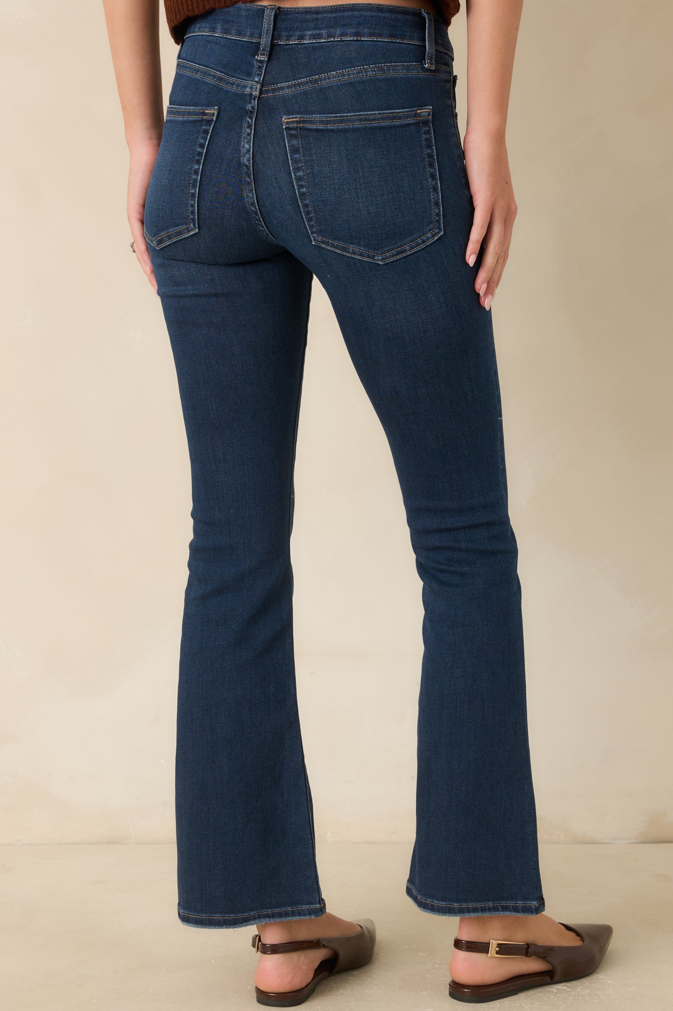 A Fine Example Dark Wash Cotton Denim Slight Flare Jeans