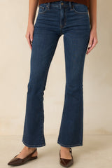 A Fine Example Dark Wash Cotton Denim Slight Flare Jeans