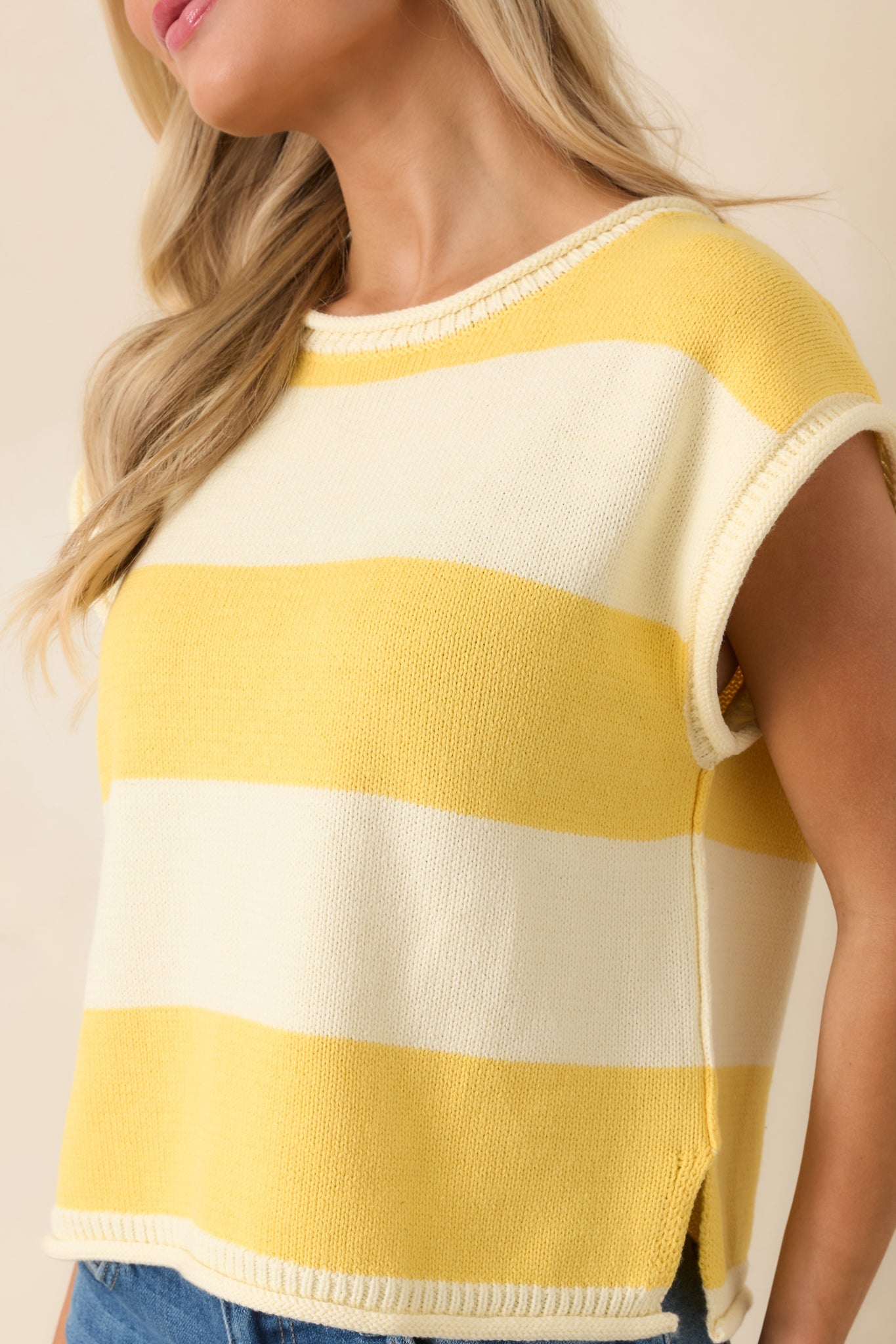 All In A Day Yellow & Ivory Stripe Knit Top