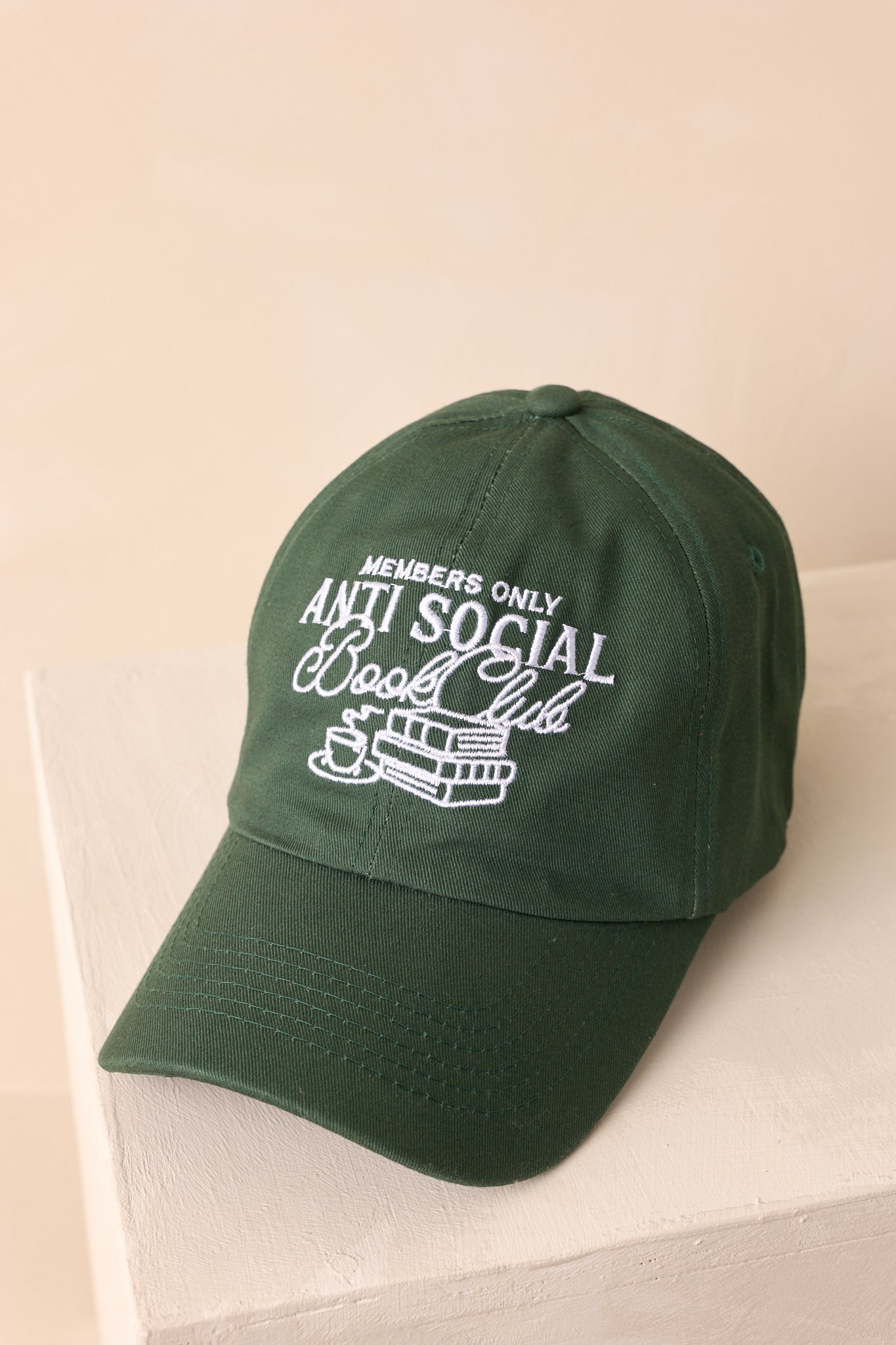 Anti-Social Book Club Member Hunter Green Cotton Baseball Cap