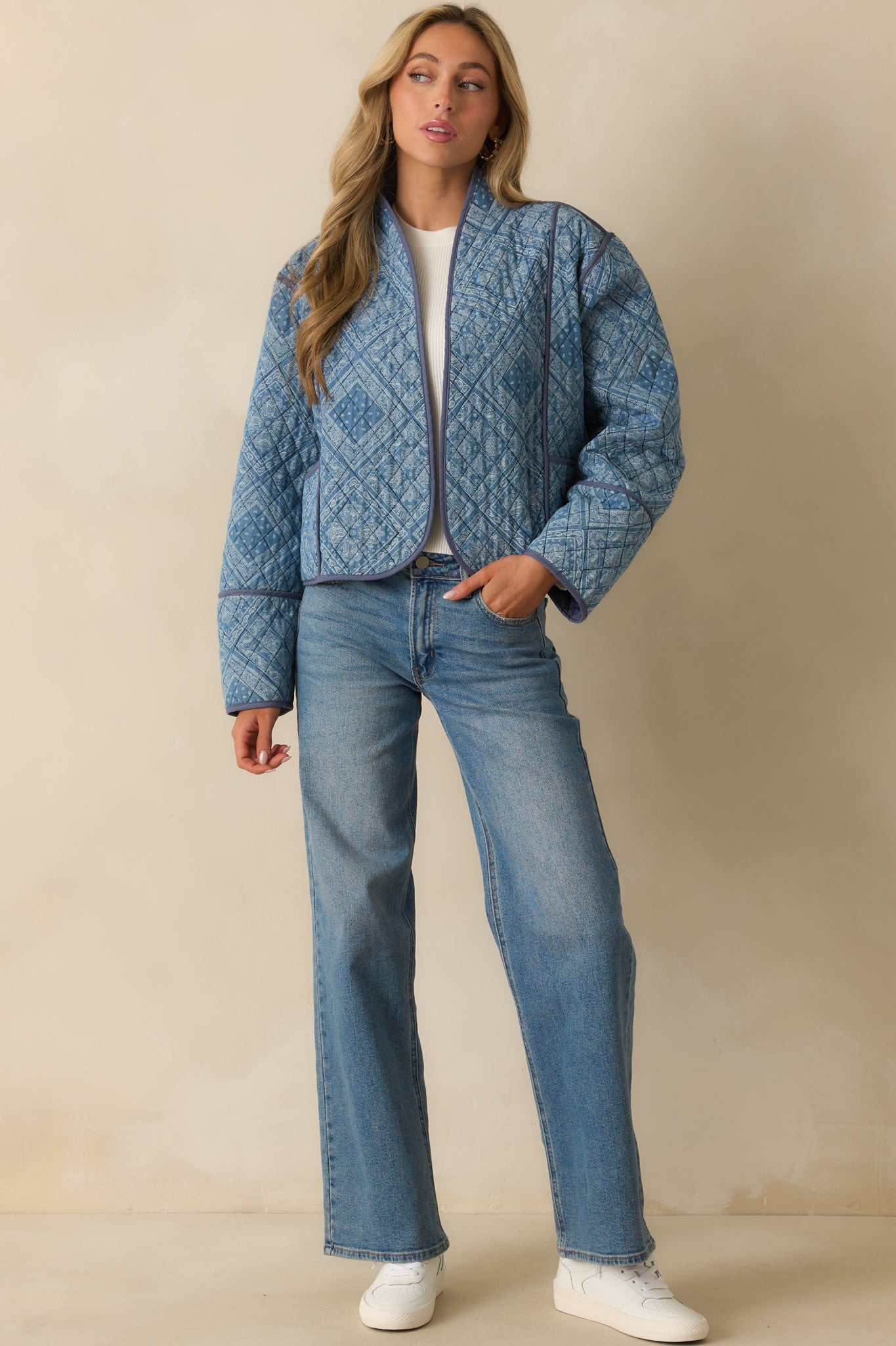 All You Do Light Blue Quilted Jacket