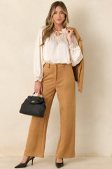 All Part of the Plan Camel Faux Suede Wide Leg Pants