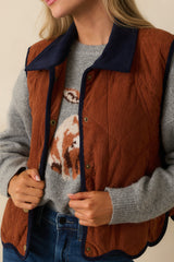 Across The Orchard Ginger Brown Corduroy Button Up Vest