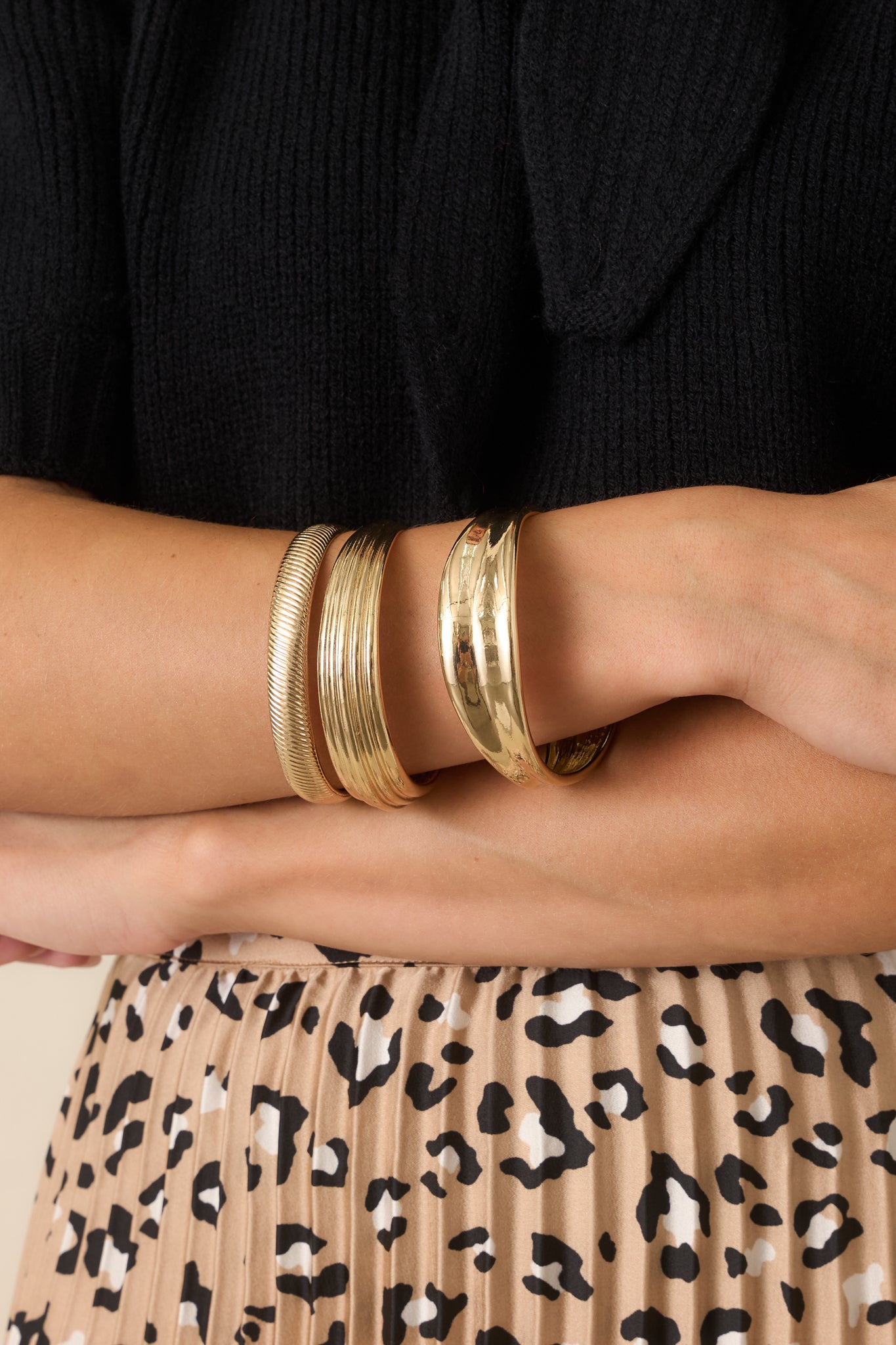 All Together Now Gold Mixed Bangle Bracelet Set