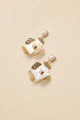 Botanical Bliss Gold & Pearl Floral Drop Earrings