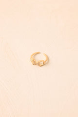 A Winning Detail Gold Crystal Horsebit Ring