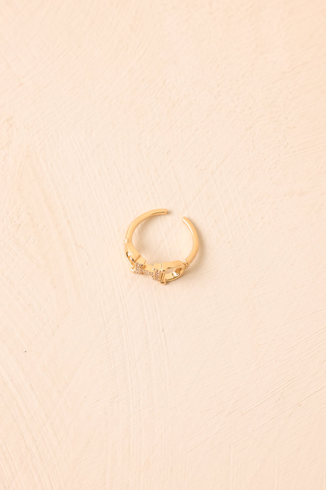 A Winning Detail Gold Crystal Horsebit Ring