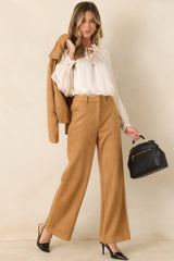 All Part of the Plan Camel Faux Suede Wide Leg Pants