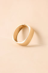 At Square One Gold Textured Hinged Cuff Bracelet