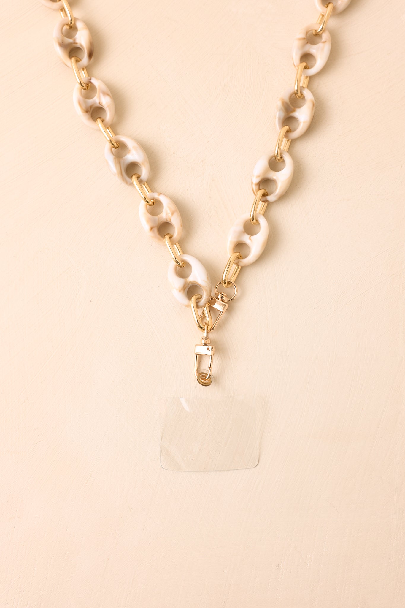 Always Within Reach Ivory Marbled Chain Link Phone Lanyard